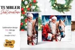 Christmas tumbler sublimation.Santa Claus and horse tumbler Product Image 1