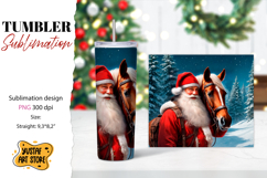 Christmas tumbler sublimation.Santa Claus and horse tumbler Product Image 1