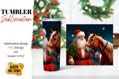 Christmas tumbler sublimation.Santa Claus and horse tumbler Product Image 1
