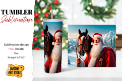 Christmas tumbler sublimation.Santa Claus and horse tumbler Product Image 1