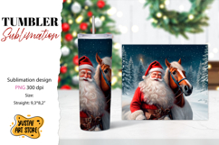 Christmas tumbler sublimation.Santa Claus and horse tumbler Product Image 1
