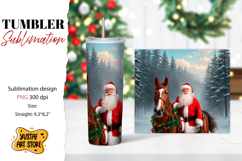 Christmas tumbler sublimation.Santa Claus and horse tumbler Product Image 1