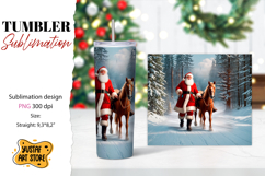 Christmas tumbler sublimation.Santa Claus and horse tumbler Product Image 1