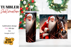Christmas tumbler sublimation.Santa Claus and horse tumbler Product Image 1