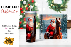 Christmas tumbler sublimation.Santa Claus and horse tumbler Product Image 1