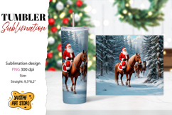 Christmas tumbler sublimation.Santa Claus and horse tumbler Product Image 1
