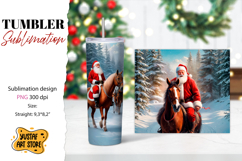 Christmas tumbler sublimation.Santa Claus and horse tumbler Product Image 1