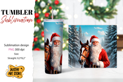 Christmas tumbler sublimation.Santa Claus and horse tumbler Product Image 1