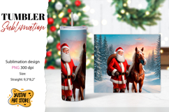 Christmas tumbler sublimation.Santa Claus and horse tumbler Product Image 1