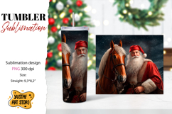 Christmas tumbler sublimation.Santa Claus and horse tumbler Product Image 1
