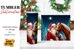 Christmas tumbler sublimation.Santa Claus and horse tumbler Product Image 1