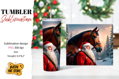 Christmas tumbler sublimation.Santa Claus and horse tumbler Product Image 1