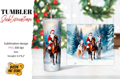 Christmas tumbler sublimation.Santa Claus and horse tumbler Product Image 1