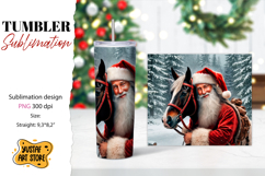 Christmas tumbler sublimation.Santa Claus and horse tumbler Product Image 1