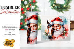 Christmas tumbler sublimation.Santa Claus and horse tumbler Product Image 1