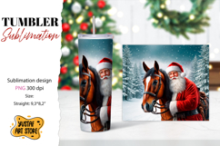 Christmas tumbler sublimation.Santa Claus and horse tumbler Product Image 1