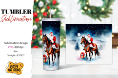 Christmas tumbler sublimation.Santa Claus and horse tumbler Product Image 1