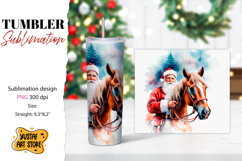 Christmas tumbler sublimation.Santa Claus and horse tumbler Product Image 1
