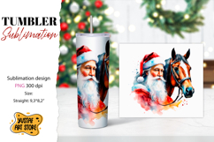 Christmas tumbler sublimation.Santa Claus and horse tumbler Product Image 1