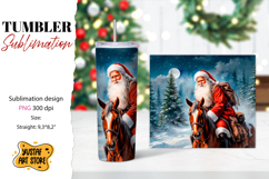 Christmas tumbler sublimation.Santa Claus and horse tumbler Product Image 1