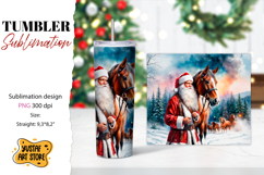 Christmas tumbler sublimation.Santa Claus and horse tumbler Product Image 1