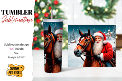 Christmas tumbler sublimation.Santa Claus and horse tumbler Product Image 1
