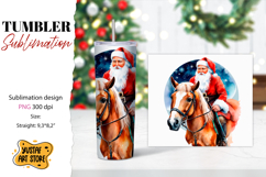 Christmas tumbler sublimation.Santa Claus and horse tumbler Product Image 1