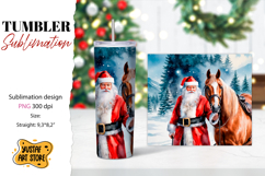 Christmas tumbler sublimation.Santa Claus and horse tumbler Product Image 1
