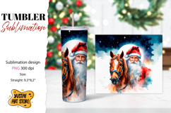 Christmas tumbler sublimation.Santa Claus and horse tumbler Product Image 1