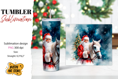 Christmas tumbler sublimation.Santa Claus and horse tumbler Product Image 1