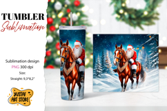 Christmas tumbler sublimation.Santa Claus and horse tumbler Product Image 1