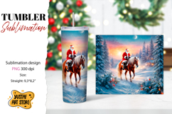 Christmas tumbler sublimation.Santa Claus and horse tumbler Product Image 1
