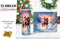 Christmas tumbler sublimation.Santa Claus and horse tumbler Product Image 1