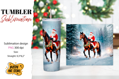 Christmas tumbler sublimation.Santa Claus and horse tumbler Product Image 1