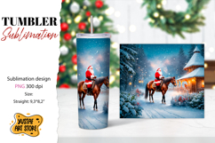 Christmas tumbler sublimation.Santa Claus and horse tumbler Product Image 1