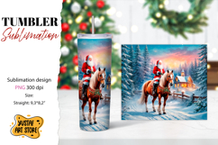 Christmas tumbler sublimation.Santa Claus and horse tumbler Product Image 1