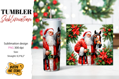 Christmas tumbler sublimation.Santa Claus and horse tumbler Product Image 1