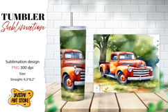 Spring tumbler. Spring truck sublimation design Product Image 1