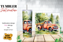 Spring tumbler. Spring truck sublimation design Product Image 1