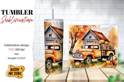Fall tumbler wrap. Fall truck sublimation. Product Image 1