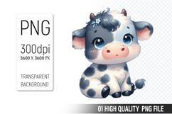 Cow Clipart PNG, Farm Animals Clipart, Rustic Farm Art Product Image 1