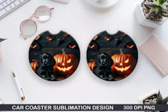 Halloween Dog Car Coaster Sublimation| Halloween Coaster PNG Product Image 1