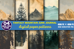 Fantasy Mountain Junk Journal Paper Bundle PNG Product Image 10