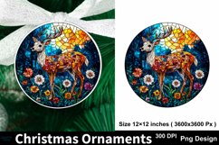 Christmas stained glass deer ornament sublimation PNG Product Image 1