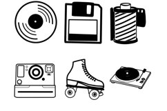 Retro Elements Set 1 Procreate Brush Stamps, 30 Retro Icons Product Image 9