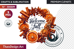 Autumn Harvest Wreath Clipart - Rustic Fall &amp; Thanksgiving Product Image 1