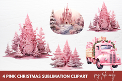 Pink Christmas Sublimation Clipart Product Image 1