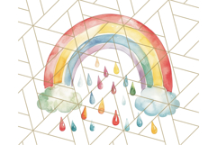 Watercolor Dinosaur and Rainbow PNG Clipart, Baby Nursery Product Image 5