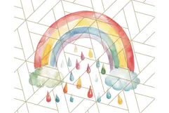 Watercolor Dinosaur and Rainbow PNG Clipart, Baby Nursery Product Image 5
