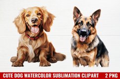 Cute Dog Watercolor Clipart, Christmas Dog Wall Art Product Image 1